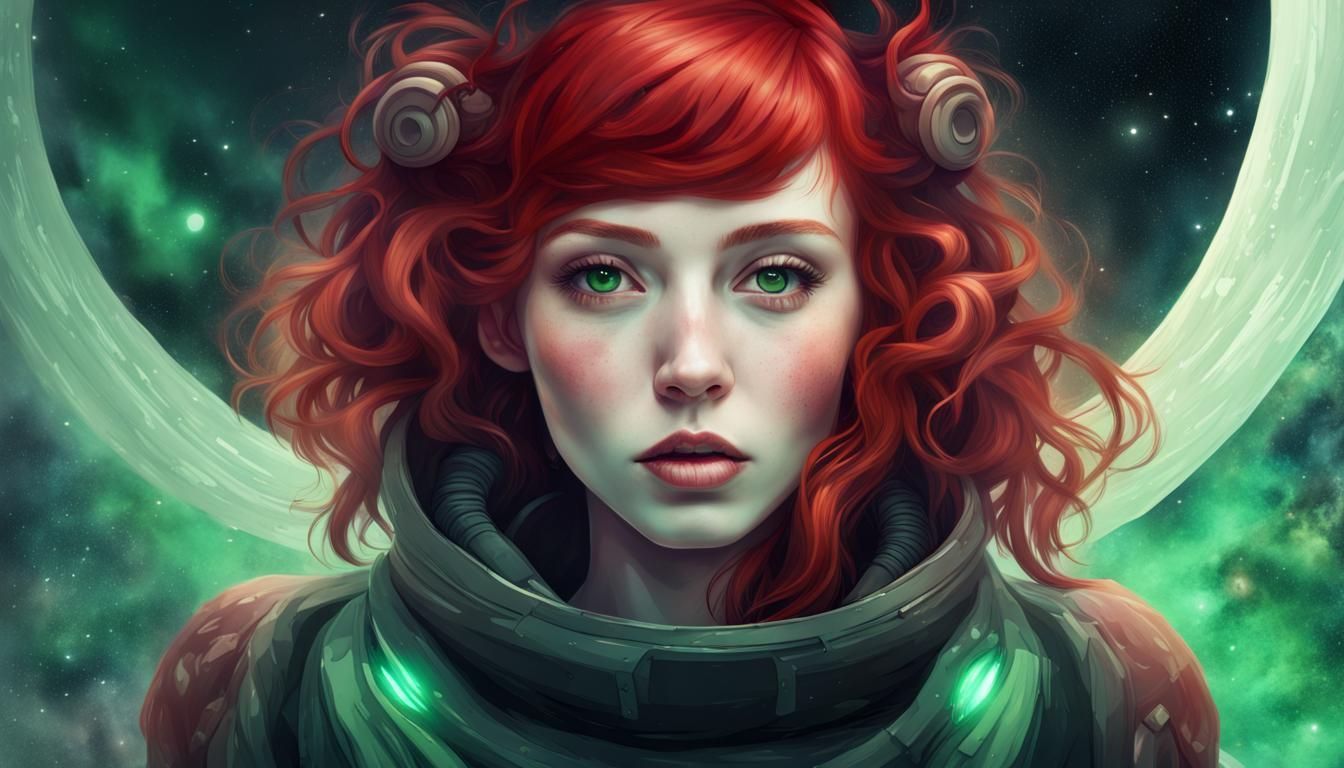 Enchanting Galactic Artist Girl Portrait