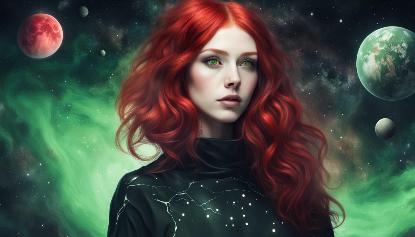 Enchanting Galactic Artist Portrait in Space