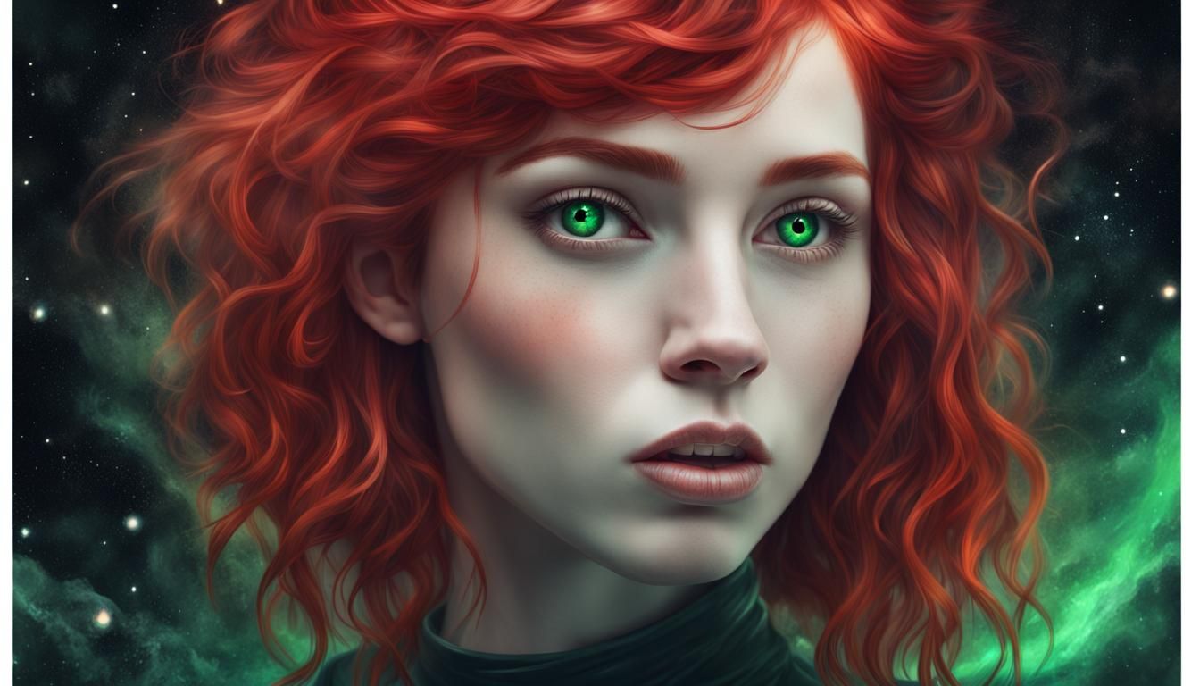 Enchanting Galactic Artist Girl Portrait in Space