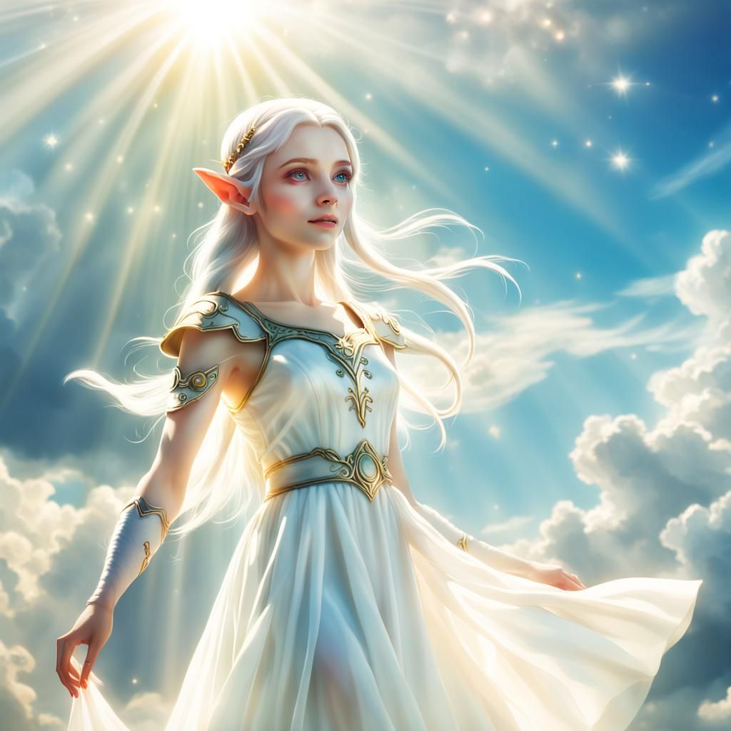 Ethereal Elf in White Dress, Divine Light