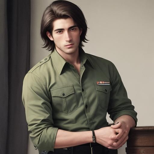 Military Shirt Figure in Abstract Expressionist Style