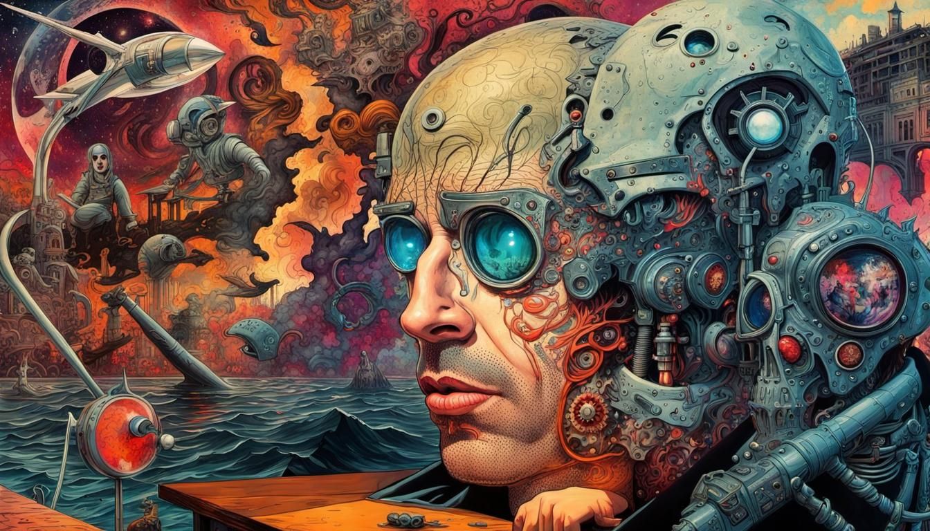 Surreal Eternity: Mixed Media Masterpiece