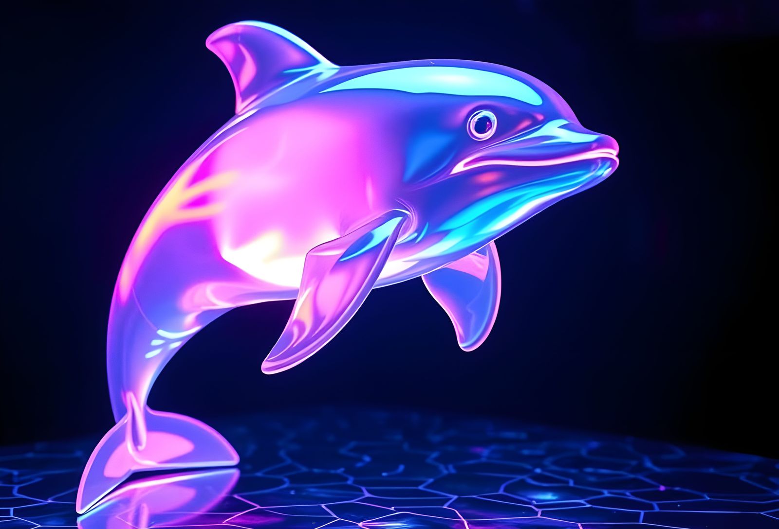 Surreal Holographic Dolphin in Escher-esque Hyperrealism