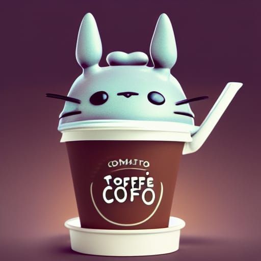 Adorable Totoro in Coffee Shop: High Detail