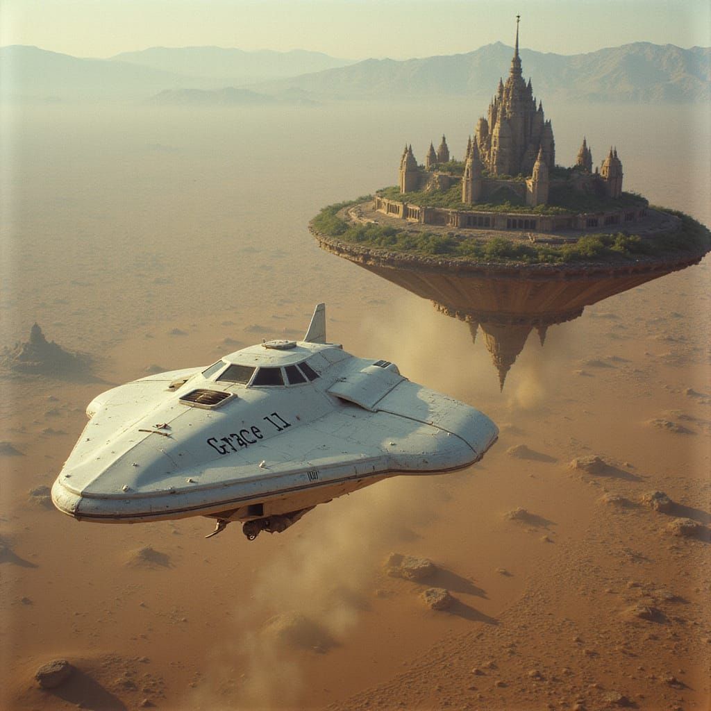 Surreal Starship Descends on Desert City in Cinematic Glory