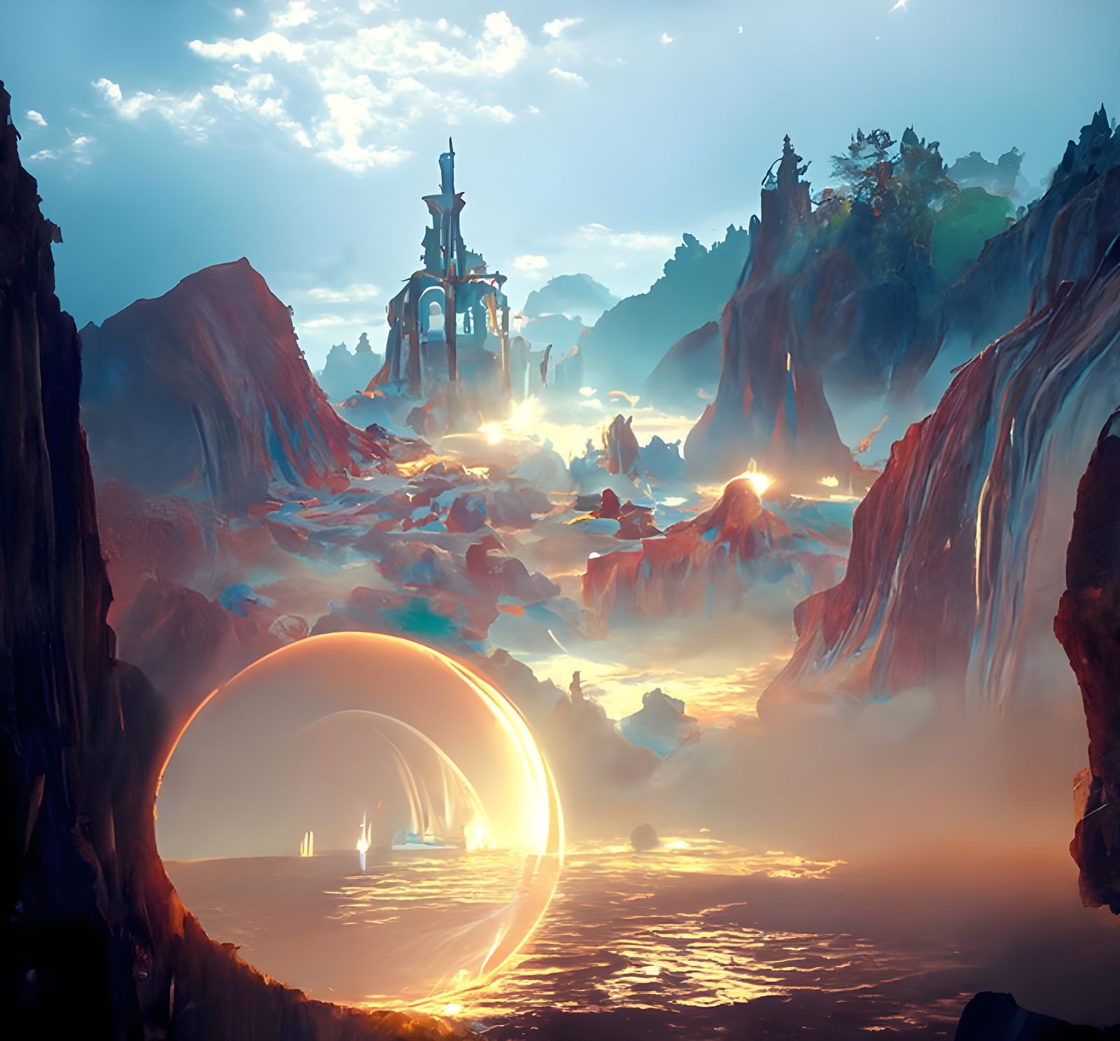 Sci-Fi Magical Gateway with Glowing Light