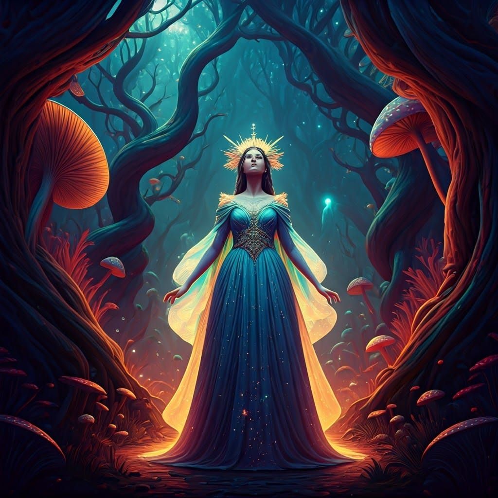 Mystical Songstress in Surreal Dreamscape, Digital Art