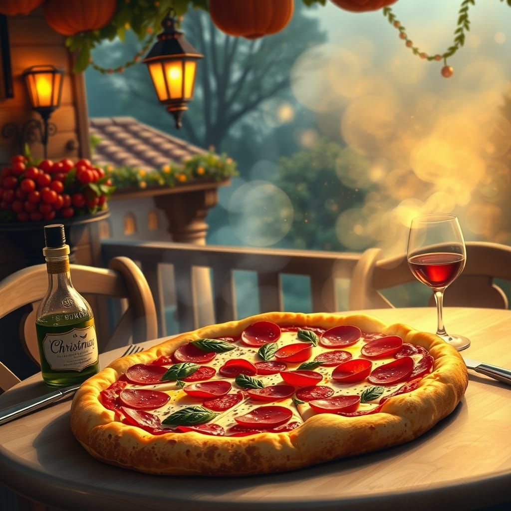 Pizza Character in Nostalgic Diner, Ethereal Fantasy Style