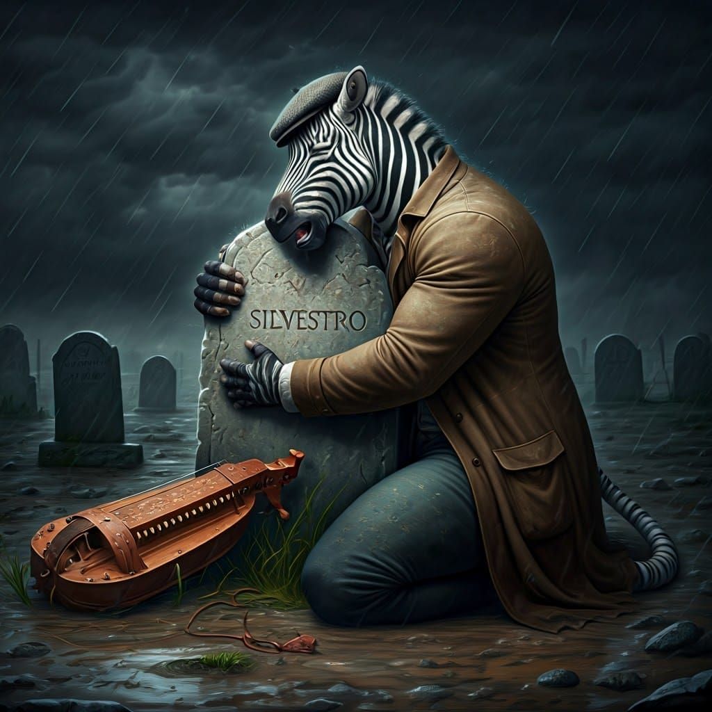 Tormented Zebra Man in Forgotten Cemetery