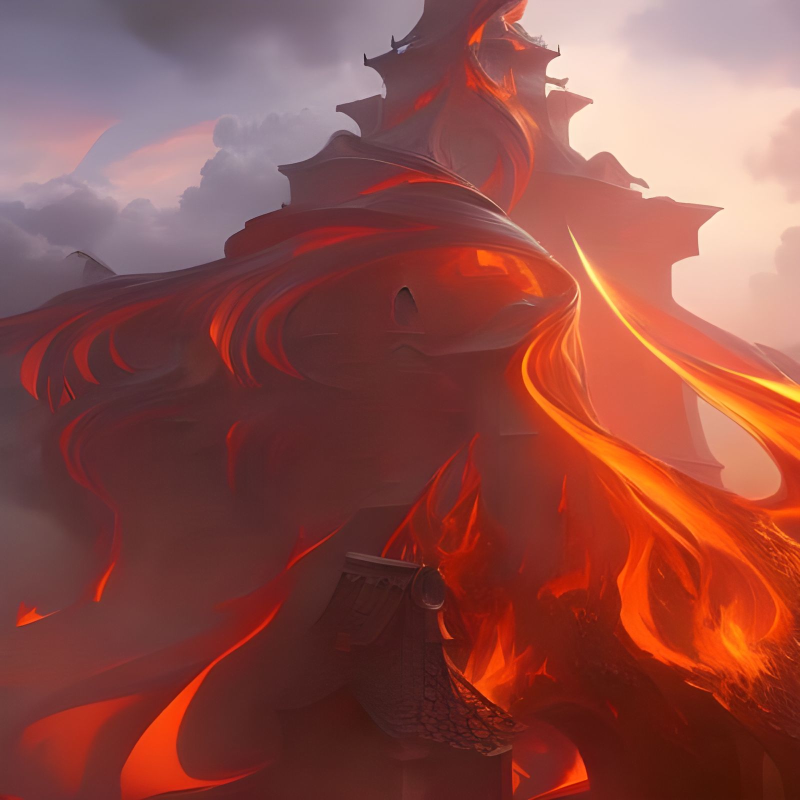 Volcanic Eruption in Medieval Town Square