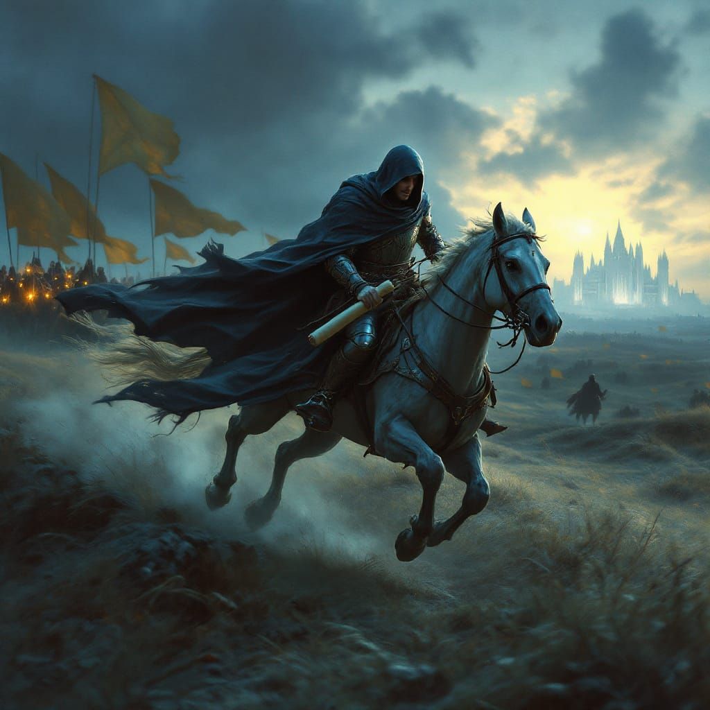 Gondorian Rider Delivers Urgent Scroll