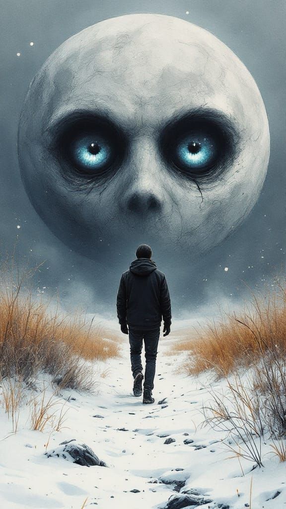 He was walking toward the moon, and she was watching as he w...