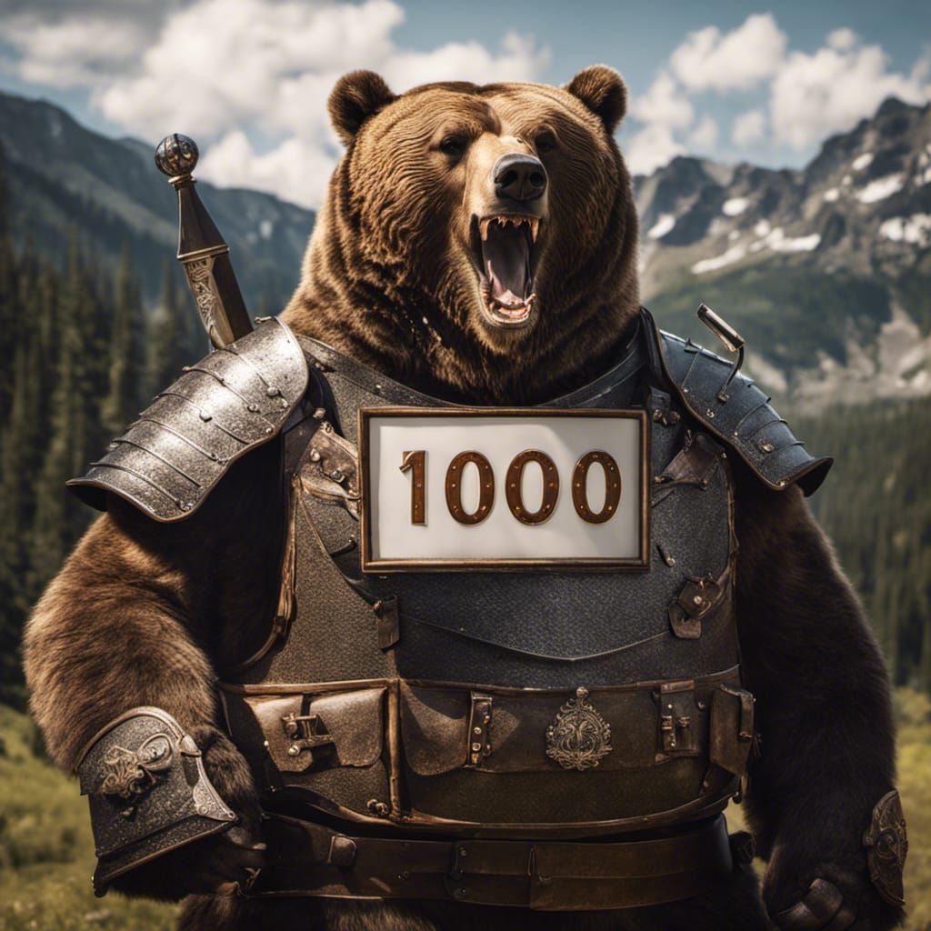 Armored Grizzly Bear Celebrates Followers in Medieval Settin...