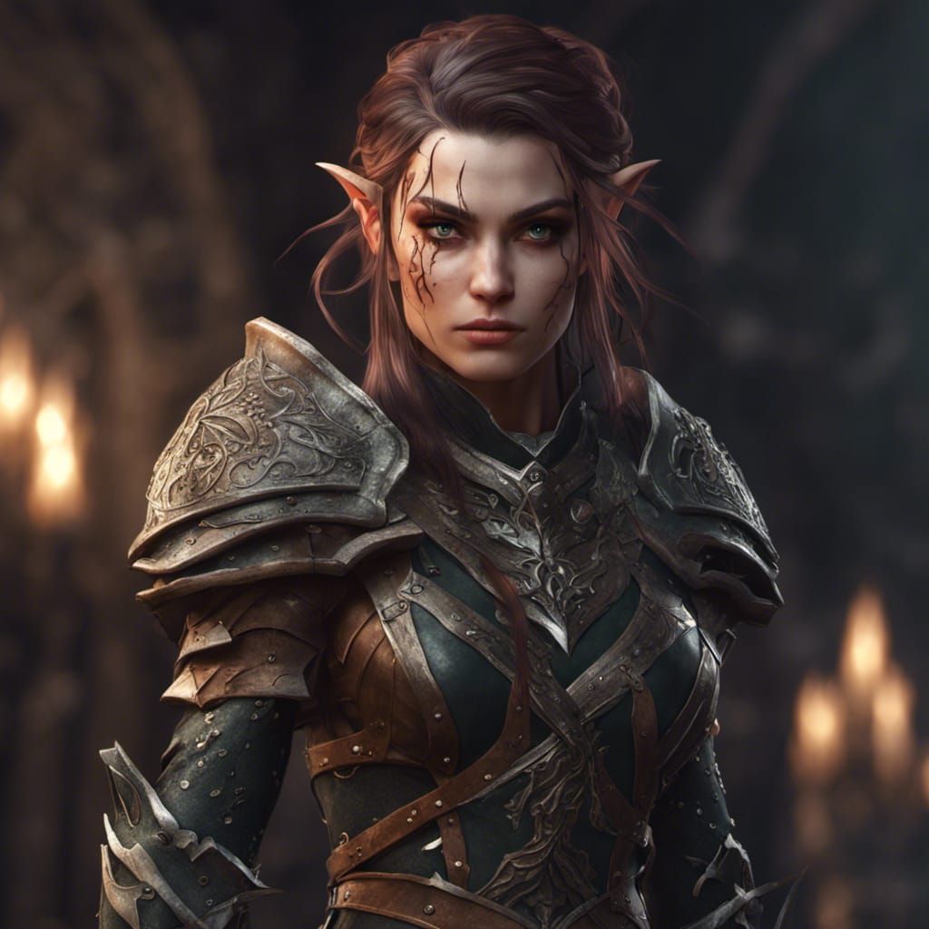 Elf Rogue Ready for War in Detailed Matte Painting