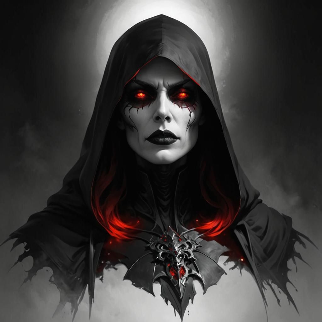 Lady Death Portrait in Black, White, and Red