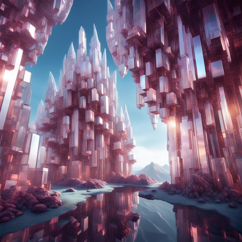 Crystal Home Abstract Architecture in Detailed Matte Paintin...