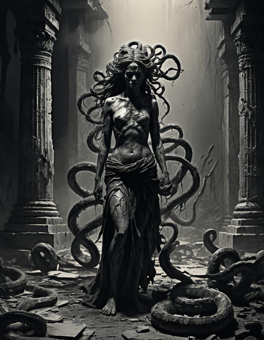 Gorgon Sketch in Style of Goya's Black Paintings