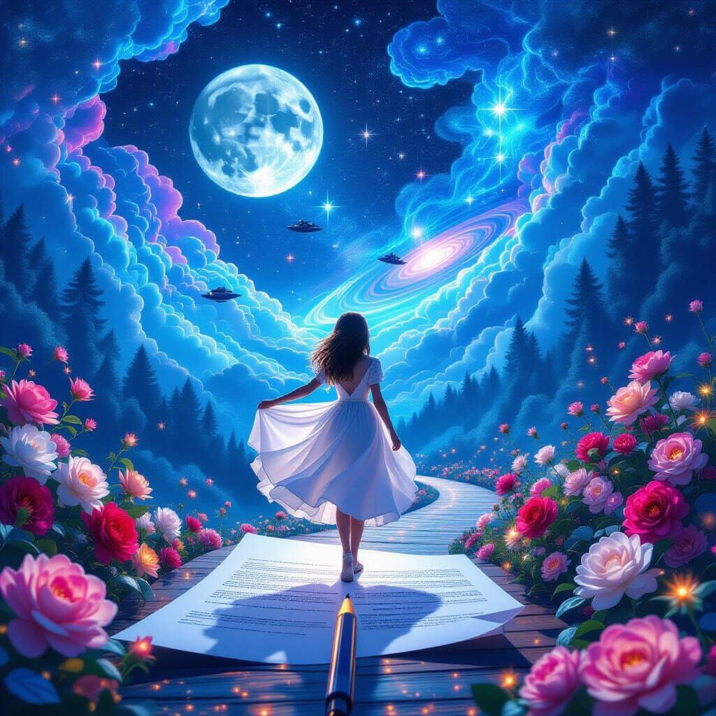 Girl in Microcosm: Surreal Digital Art Journey