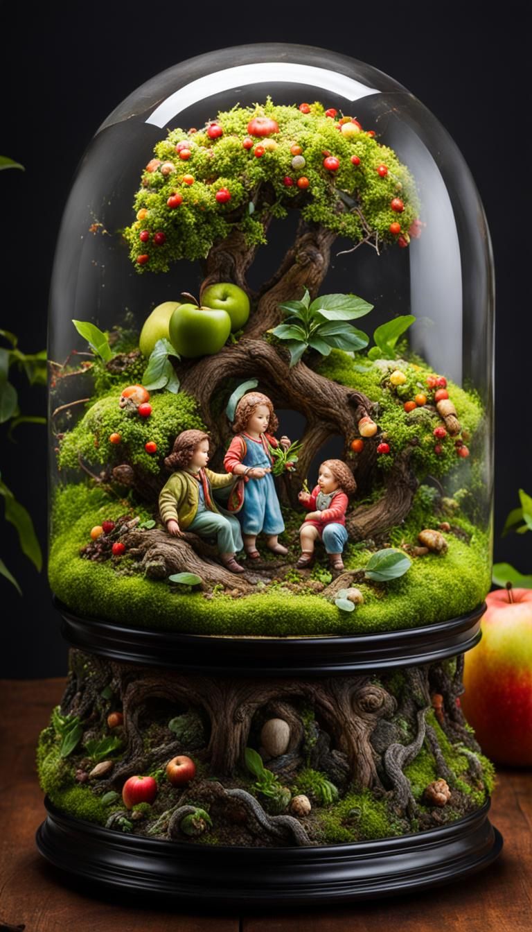 Terrarium of Child Gods with Apple Tree