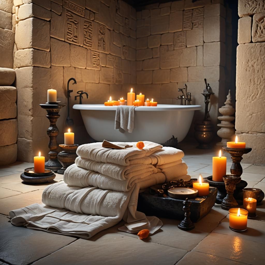 Mystical Bathroom Still Life in Matte Painting Style