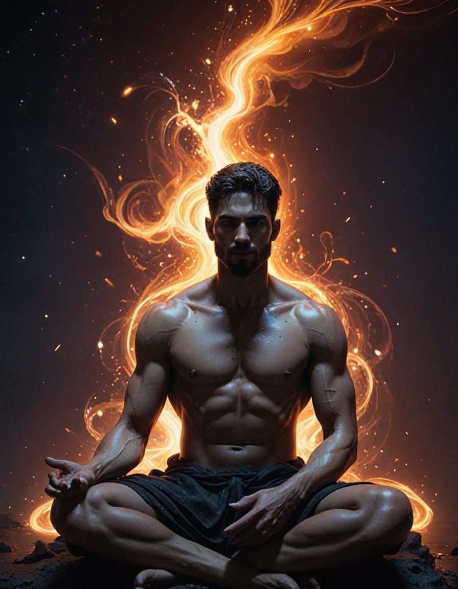 Ethereal Human Figure in Cosmic Digital Painting