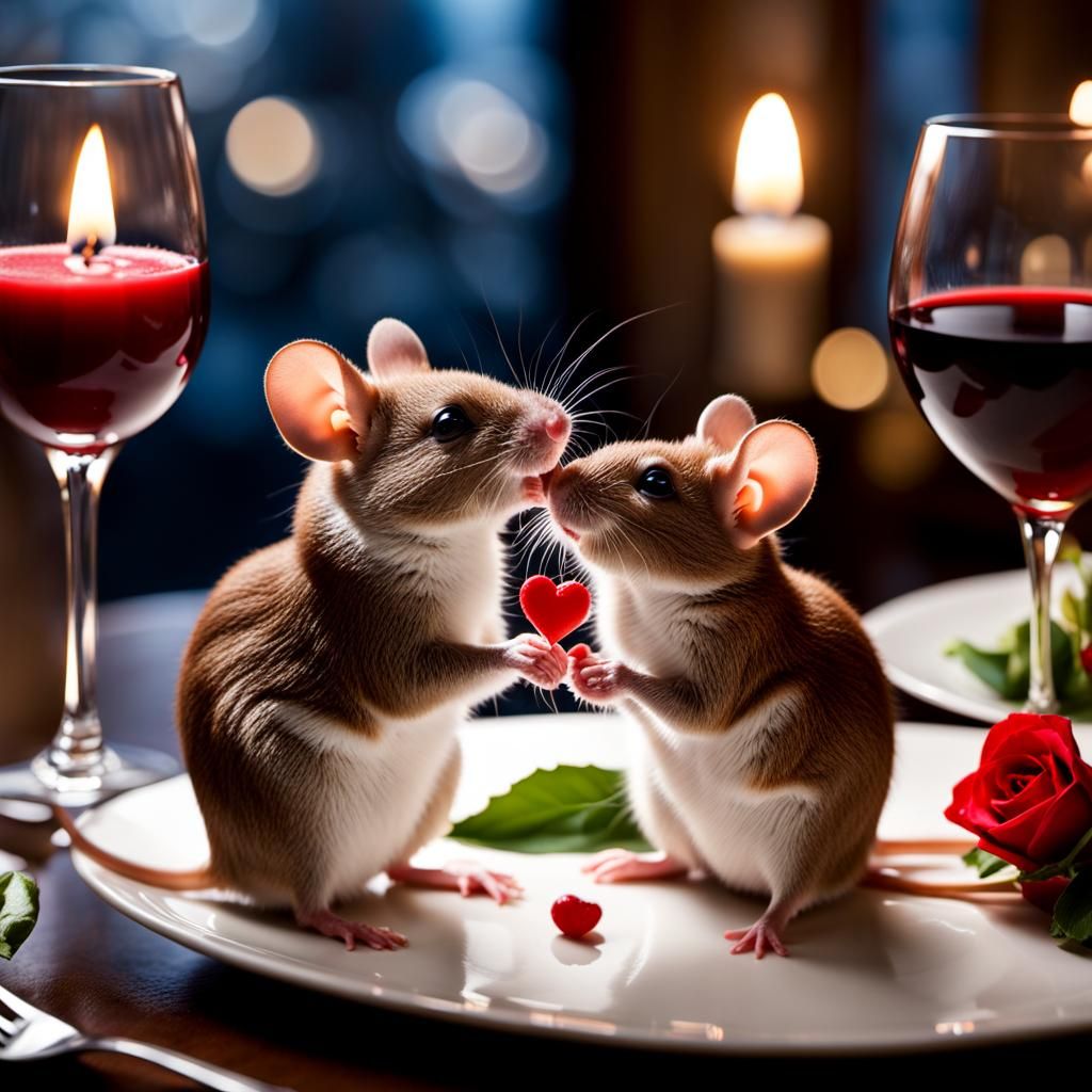 Mice in Love: A Photorealistic Restaurant Scene