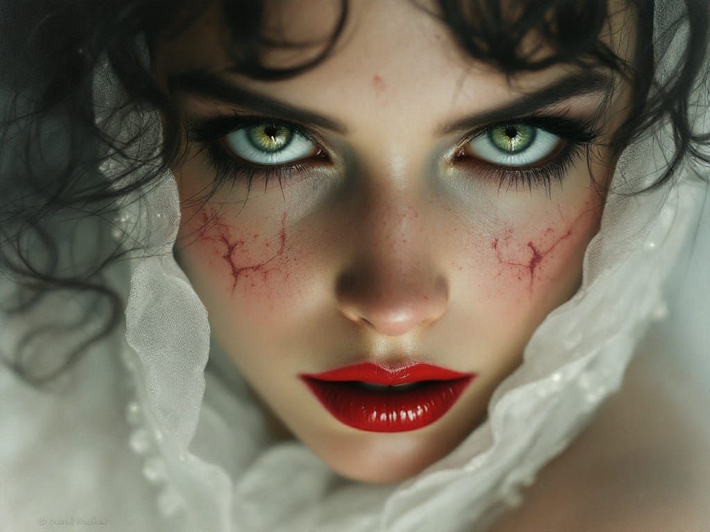 Victorian Vampire Bride Captured in Fauvist Fogginess