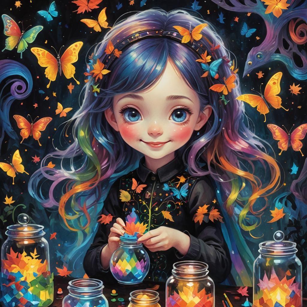 Child's Fairy Chess Game in Autumnal Wonderland