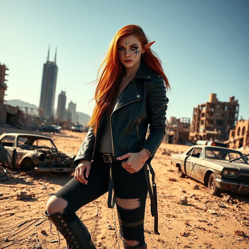 Gritty Post-Apocalyptic Fantasy Goddess in Dark Leather