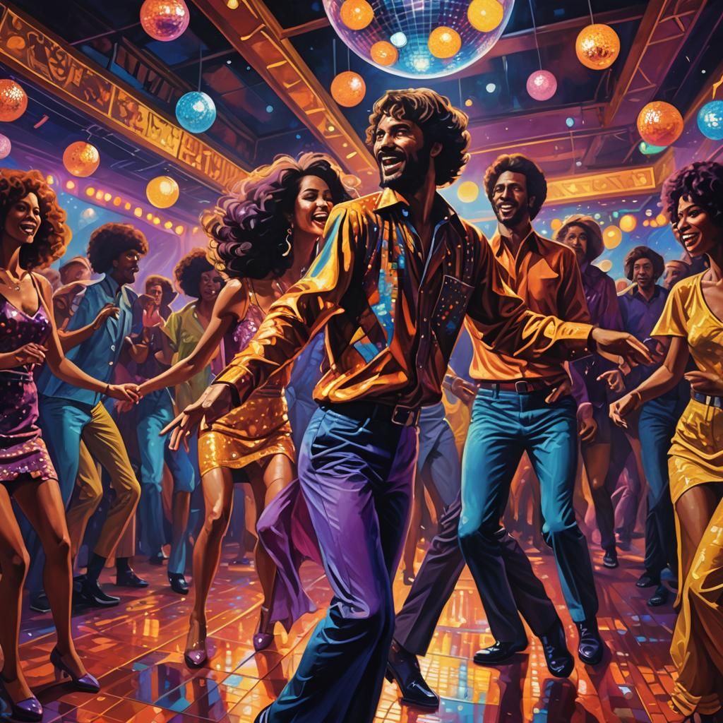 Chicago Club Dancers in Neo-Expressionist Oil Painting