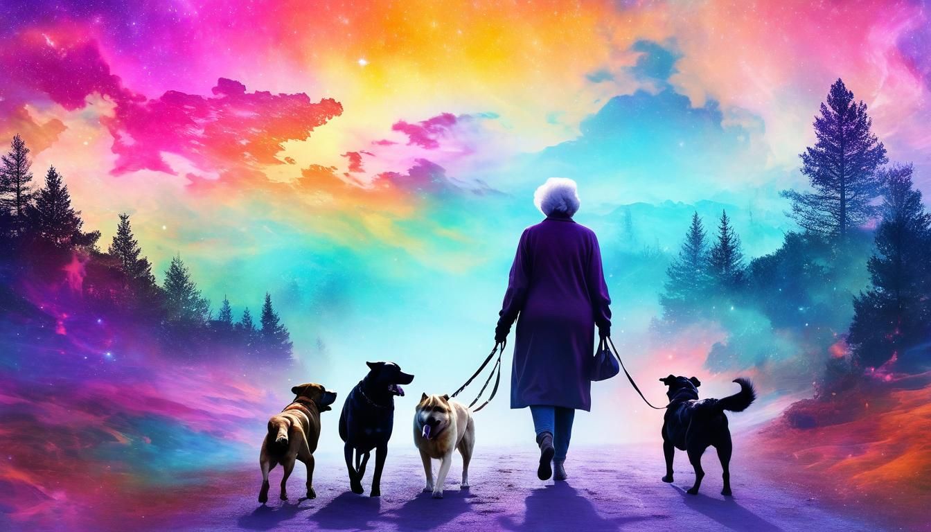 Dreamscape Dog Walk: Double Exposure Art