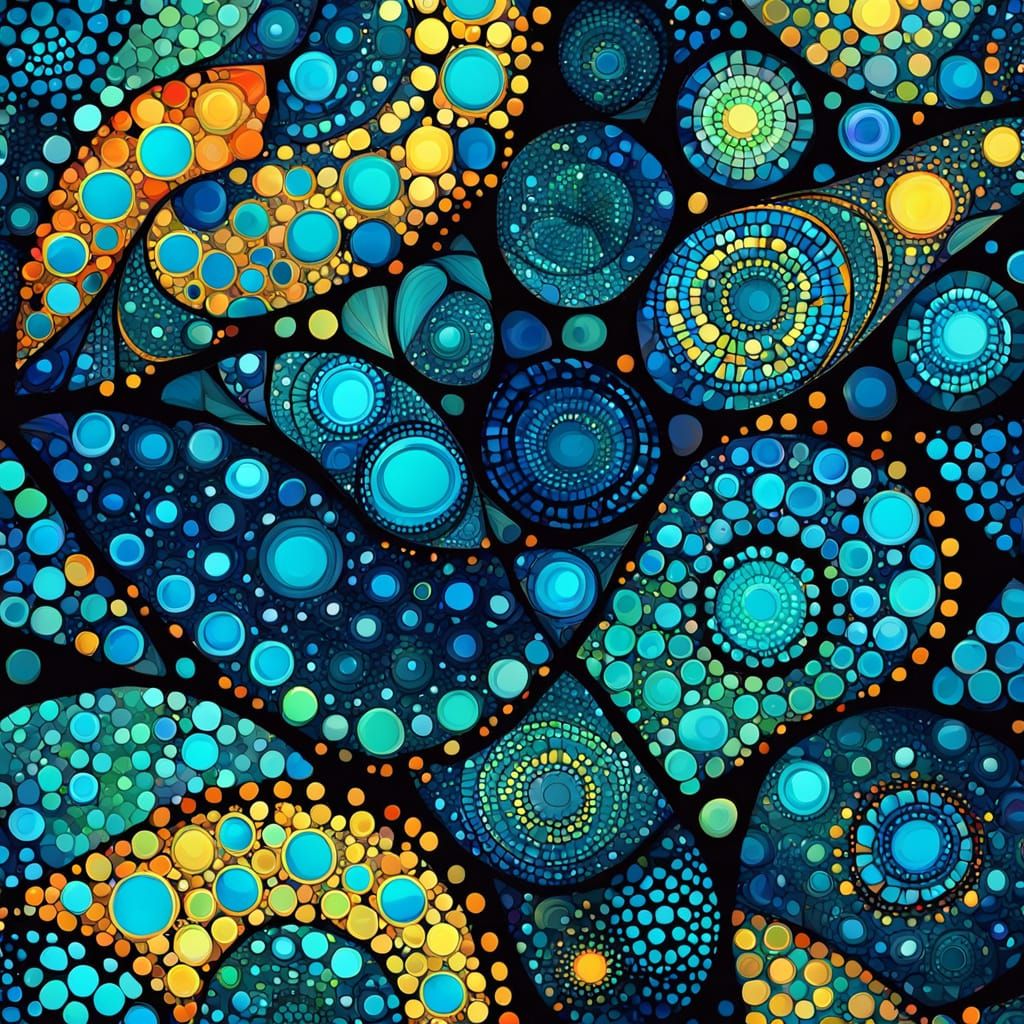 Mosaic of Polka Dots in Abstract Fractal Art