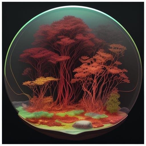 Abstract Autumnal Landscape in Velvet and Geometry