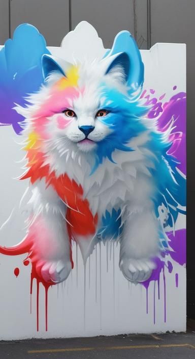 Animal Transforms into Cloud in Graffiti Art Style