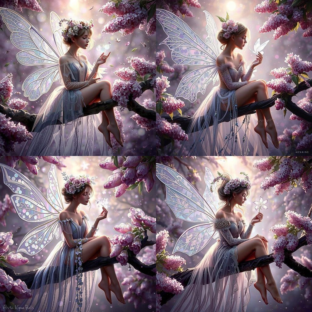 Whimsical Lilac Fairy in Vibrant Springtime