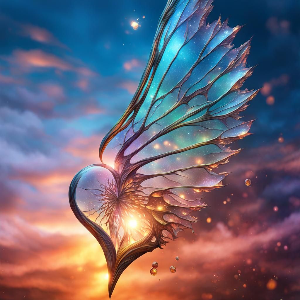 Shattered Heart with Fairy Dust in Maximalist Style