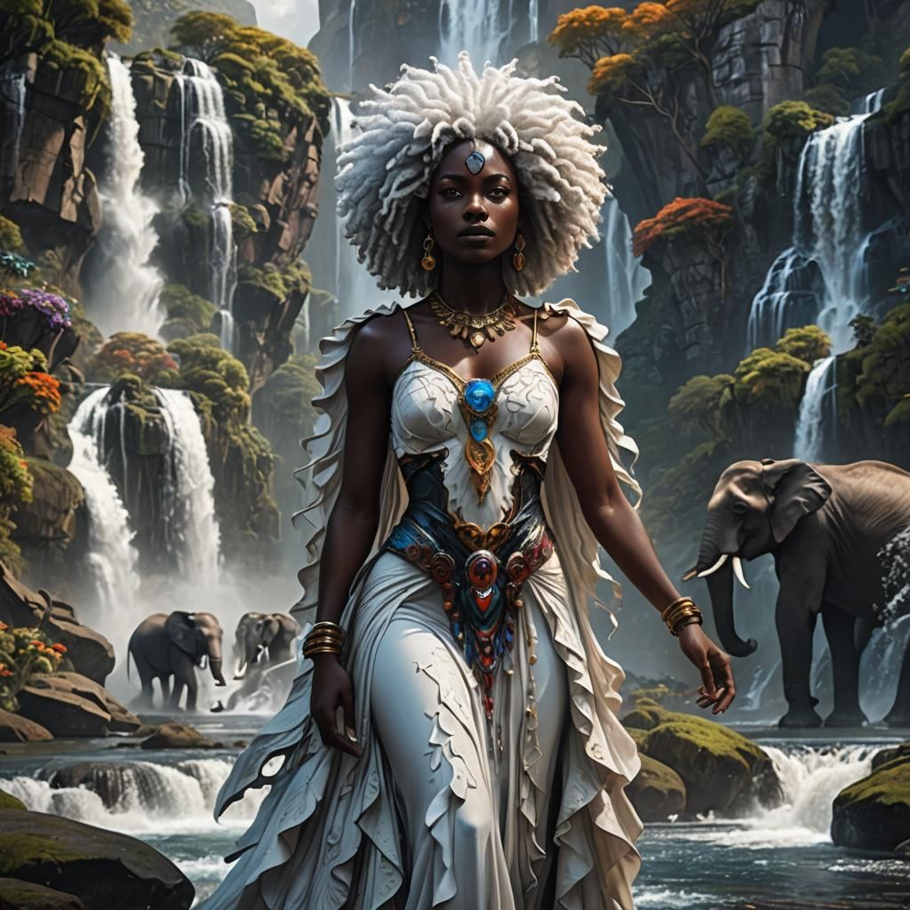 Colorful Gaia Portrait with Elephant as Digital Art