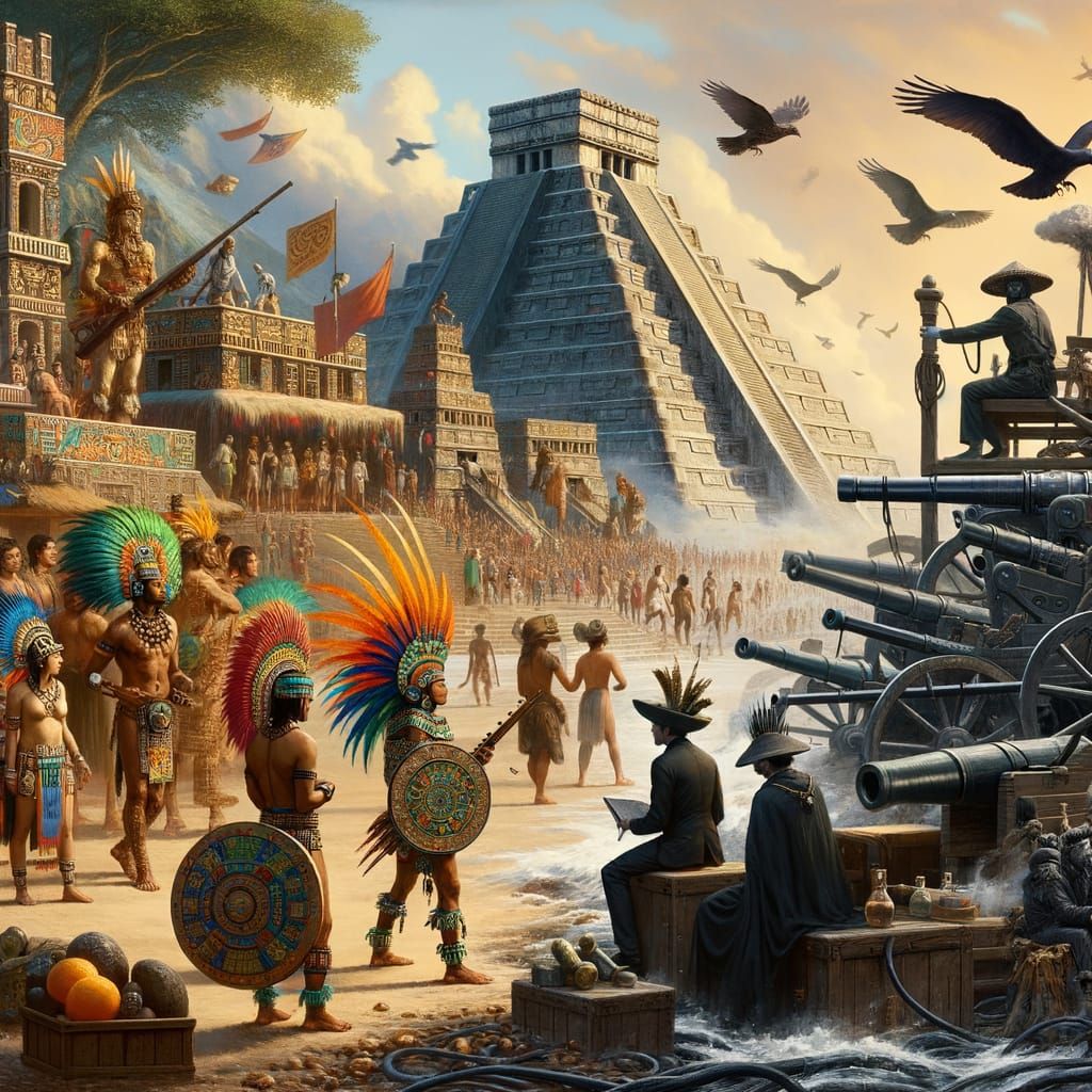 Aztecs Encounter the Gunpowder Age: A Cultural Fusion