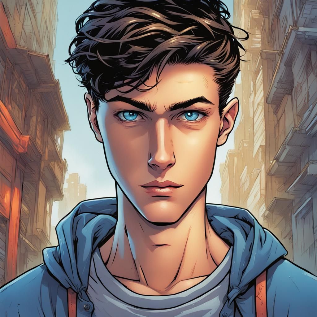 Teenage Boy in Comic Book Art Style
