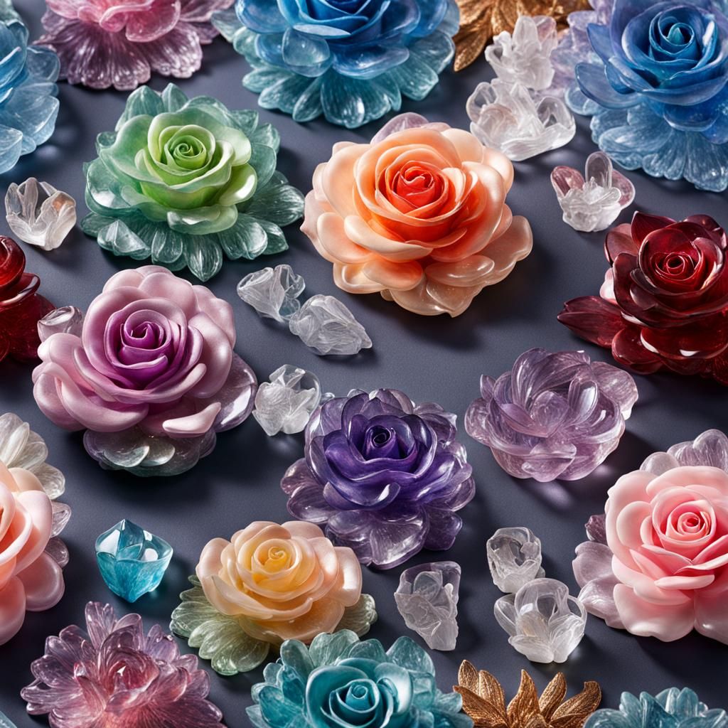 GLASS magical RAINBOW ROSE