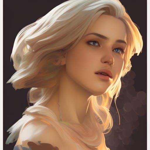Detailed Portrait of Blonde Woman in Splash Art Style