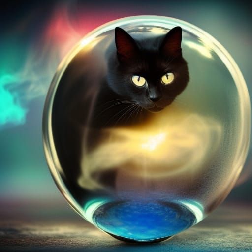 Black Cat in Crystal Ball: Volumetric Lighting