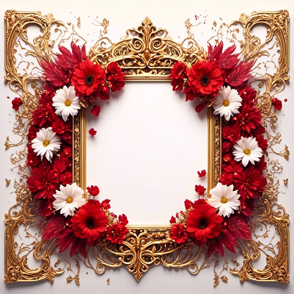 Ornate Floral Frames on Glitter Background