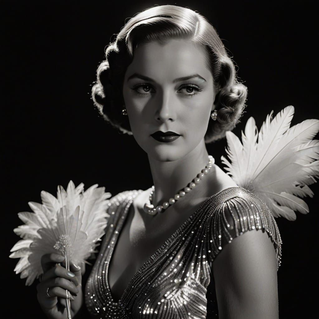 Radiant Woman in 1930s Hollywood Portrait