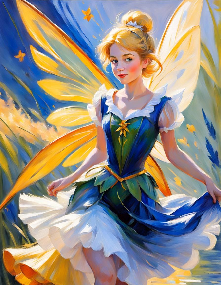 Tinkerbell Impressionist Oil Painting in Style of Monet