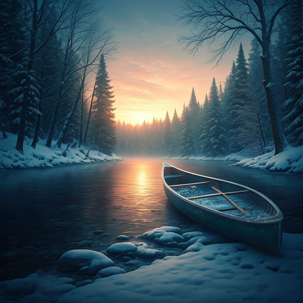Winter Lake Tranquility in Ethereal Beauty