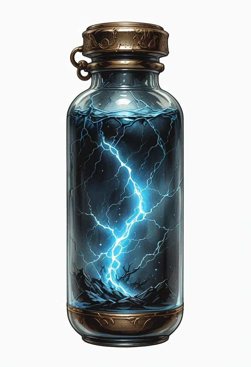 Lightning Elixir Vial in Heroic Fantasy Style