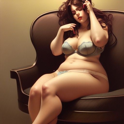 Hyperrealistic Portrait of Curvy Woman in Lingerie