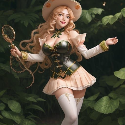 Alluring Art Nouveau Witch with Hyper-Realistic Features and...