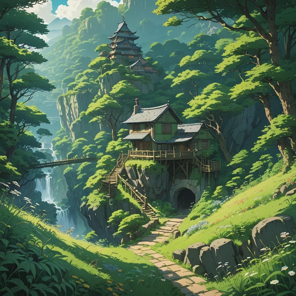 Lush Meadows in Anime Key Visual Style